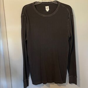 GAP Men’s Long-Sleeve Waffle Thermal Shirt - Charcoal Black